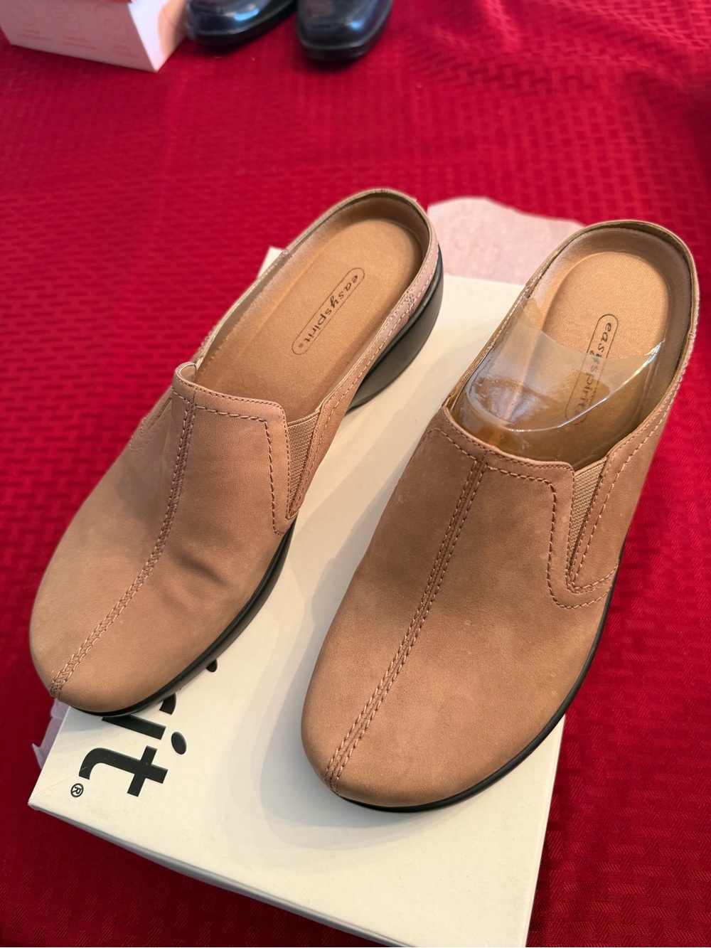 Easy Spirit Men’s Slip-On Mules in Taupe Suede